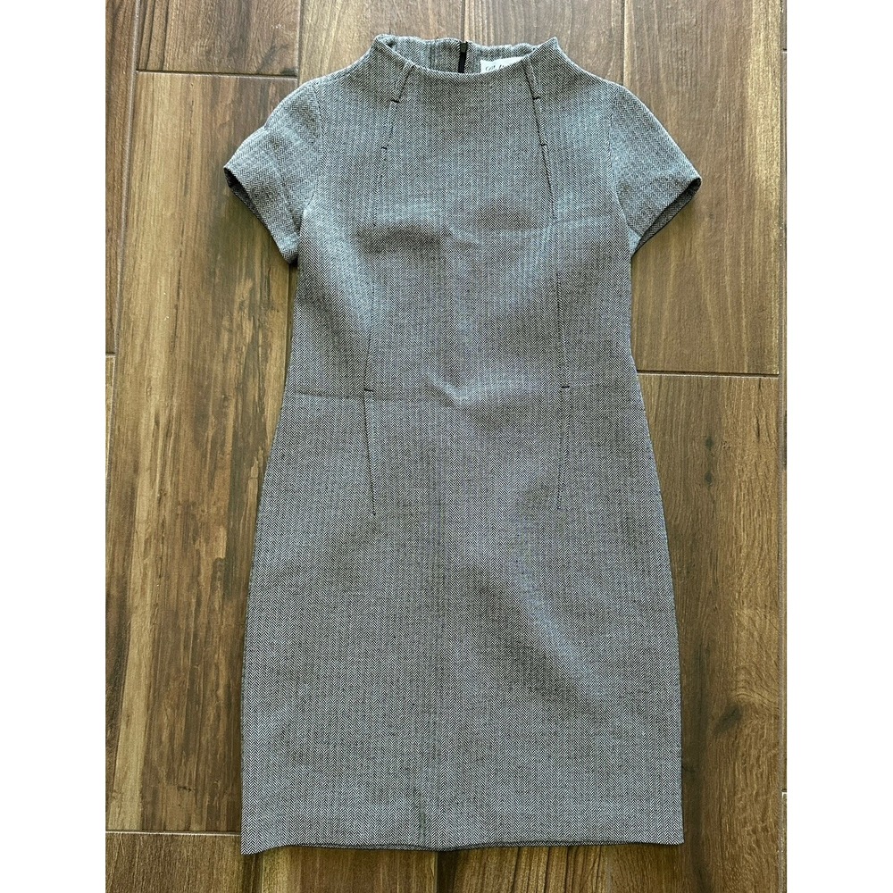 L'etichetta Milano Virgin Wool Herringbone Mock Neck Sheath Dress Size US 10